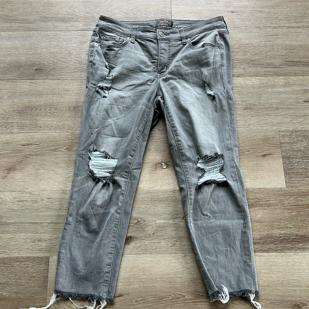 torrid Distressed Gray Ripped Boyfriend Jeans